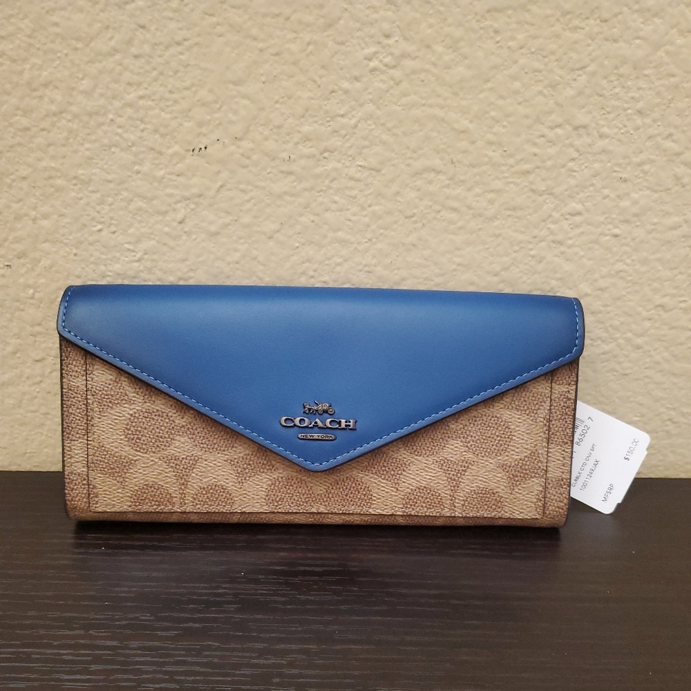 Coach Soft Wallet In Colorblock Signature Canvas - Picture 4 of 9